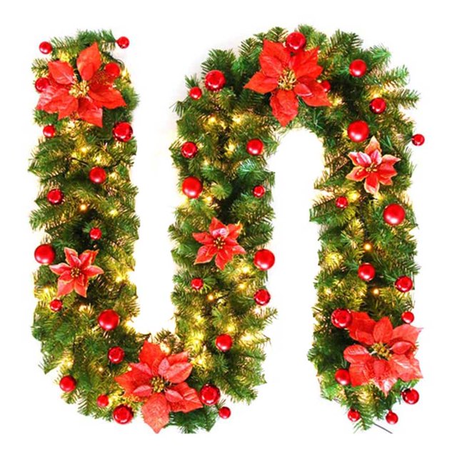 Worallymy Navidad Garland Ornamento PVC Artificial Rattan con luz LED Decoración de Navidad para el hogar Worallymy JD735807131