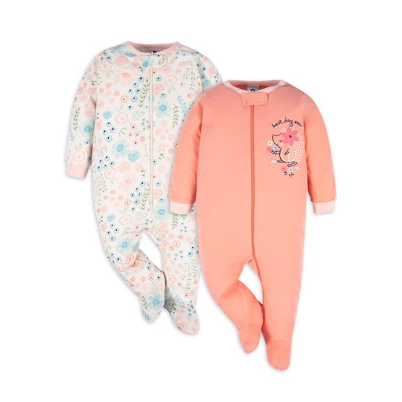 Gerber Baby Girl Sleep N Play, 2-Pack, Sizes Newborn - 3/6 Months