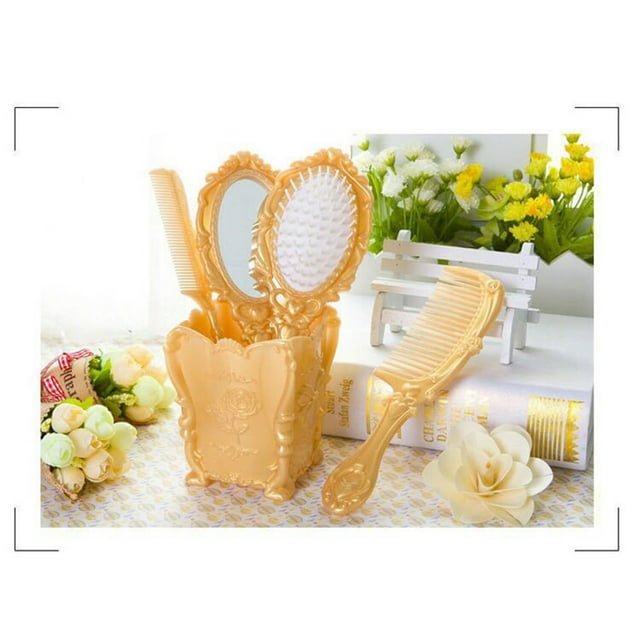 EGNMCR 5pcs Vanity Mirror Comb Set Plastic Wallet Massage Kit Plastic Mirror Travel Mirror Straightening Brush Hand Hair Comb Hair Brush Comb Detangling Hair Comb Mirror combs combination