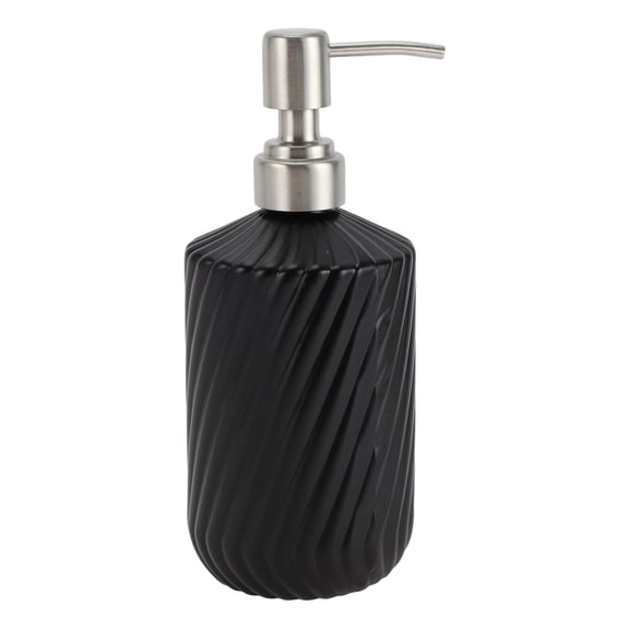 Unique Bargains 1 Pc Twill Lines Soap Pump Dispenser for Bathroom 450ml Black