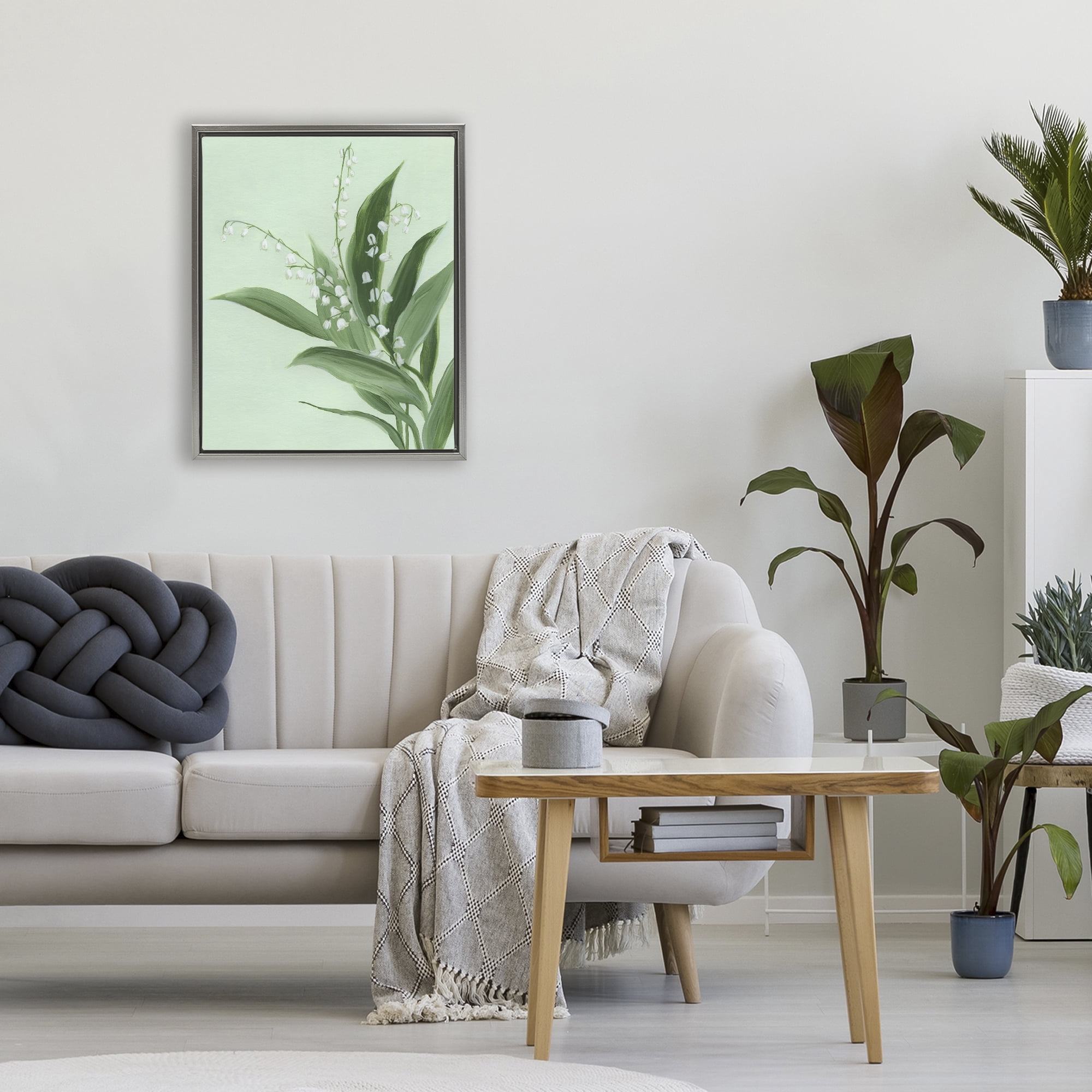 Stupell Industries Gentle Lily of Valley Gray Framed Floater Canvas Wall Art, design by Grace Popp