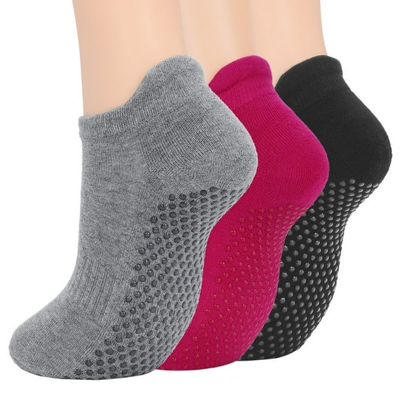 4 Pairs Pilates Grip Socks for Women Yoga Socks with Grips Hospital Socks Grippy Socks Dance Socks