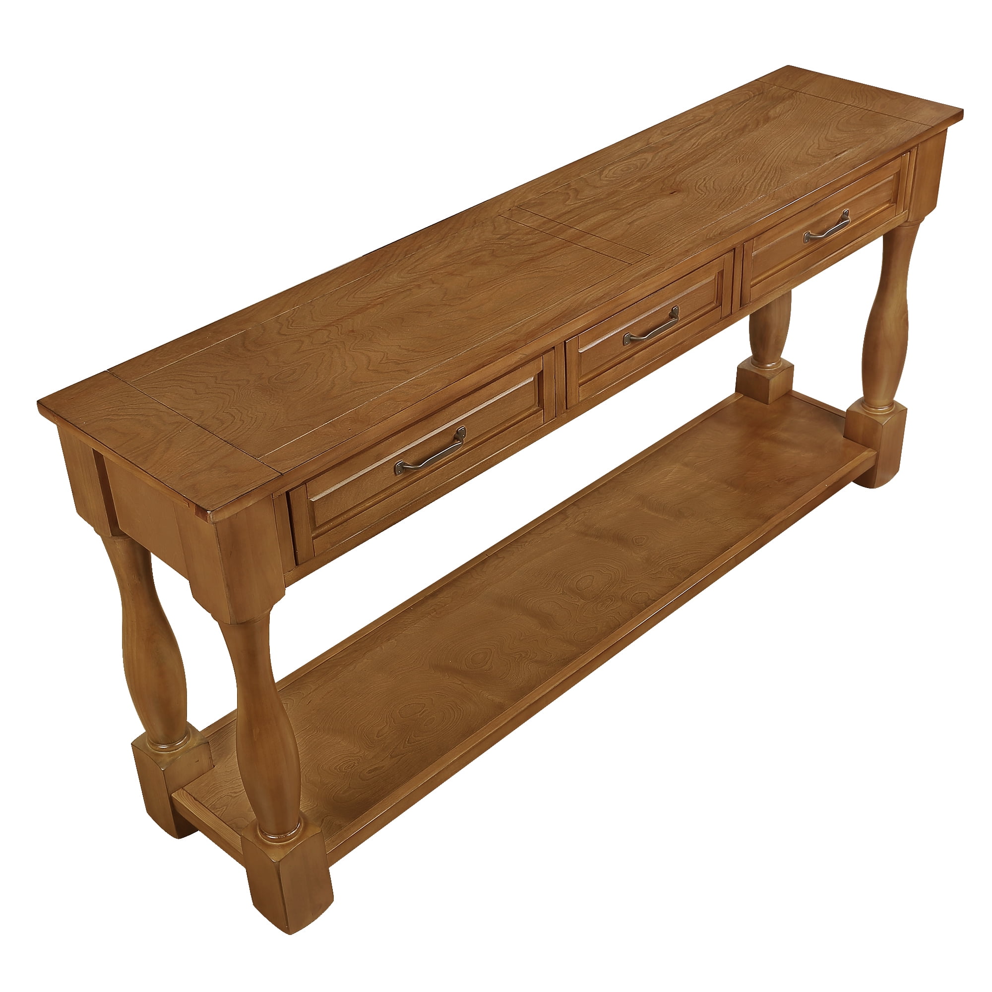 Entryway Console Table, Wood Behind Couch & Sofa with 3 Drawers & Bottom Shelf, 63'' Long Entryway Table for Living Room Entryway Bedroom Hallway