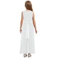 thumbnail image 2 of Raenseen Girls Sleeveless Formal Jumpsuit Chiffon Ruched Party Romper Overalls Holiday Playsuit Age 8-16 Years Ivory 8, 2 of 7