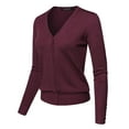 thumbnail image 3 of FashionOutfit Women's Basic Solid V-Neck Button Closure Long Sleeves Sweater Cardigan, 3 of 6