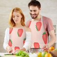 thumbnail image 3 of Strawberry Plants Fruit Light Pink Pattern Apron-Garden Aprons for Women with Pockets-Cotton Linen Waterproof Kitchen Cooking Gardening Aprons Adjustable for Kitchen,Cooking,BBQ and Salon 33x27 Inch, 3 of 7