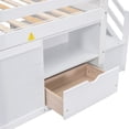 thumbnail image 2 of Kumix Loft Bed Twin Size, Low Loft Bed with Drawer, Shelf, Stair, Full Length Guardrail for Teens Adults, Noise-Free Loft Bed Frame for Bedroom, Spacious Under Bed Space, White, 2 of 7