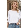 thumbnail image 2 of Fashion 3/4 Sleeve T Shirts for Women Cute Crewneck Ruffle Sleeve Tunic, 2 of 5