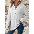 thumbnail image 6 of Eytino Womens Hoodies Hooded Women’s Sweatshirt Casual Long Sleeve V Neck Lightweight Knit Loose Drawstring Workout Fall Tops White S-2XL, 6 of 9
