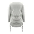 thumbnail image 6 of AOOCHASLIY Trendy Women Casual Solid Dress O-Neck Long Sleeve Bandage Mini Dress, 6 of 9