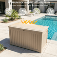 thumbnail image 5 of Decksplore 280 Gallon Extra Large Resin Deck Box, Soft Close Lockable Outdoor Storage, Tan, 5 of 10