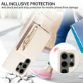 thumbnail image 6 of Nalacover RFID Blocking Wallet Case for Samsung Galaxy S24 Ultra, Shockproof PU Leather Magnetic Button Zipper Purse Card Slots & Kickstand Crossbody Phone Case with Shoulder & Wrist Strap,White, 6 of 9