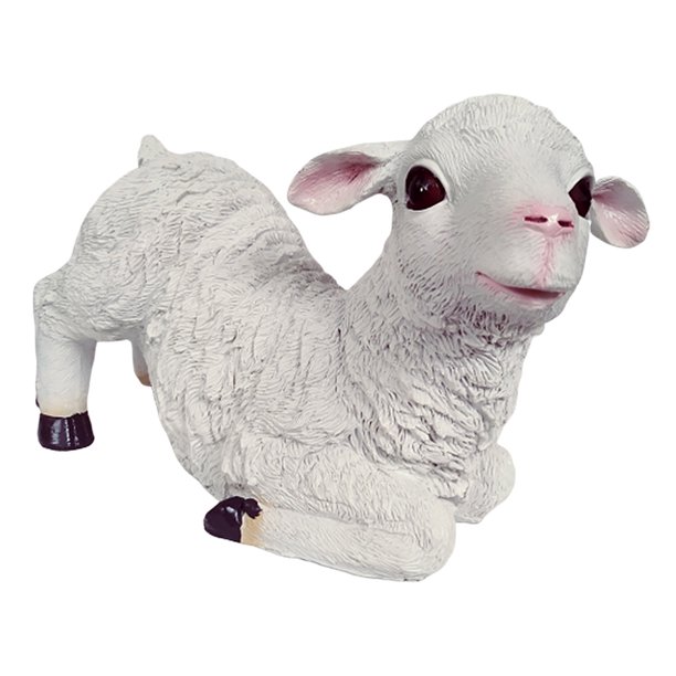 Cordero de resina artificial, adornos de simulación de estatuas de animales, para mesa casera Arrodillado Zulema Estatua de animales artificiales