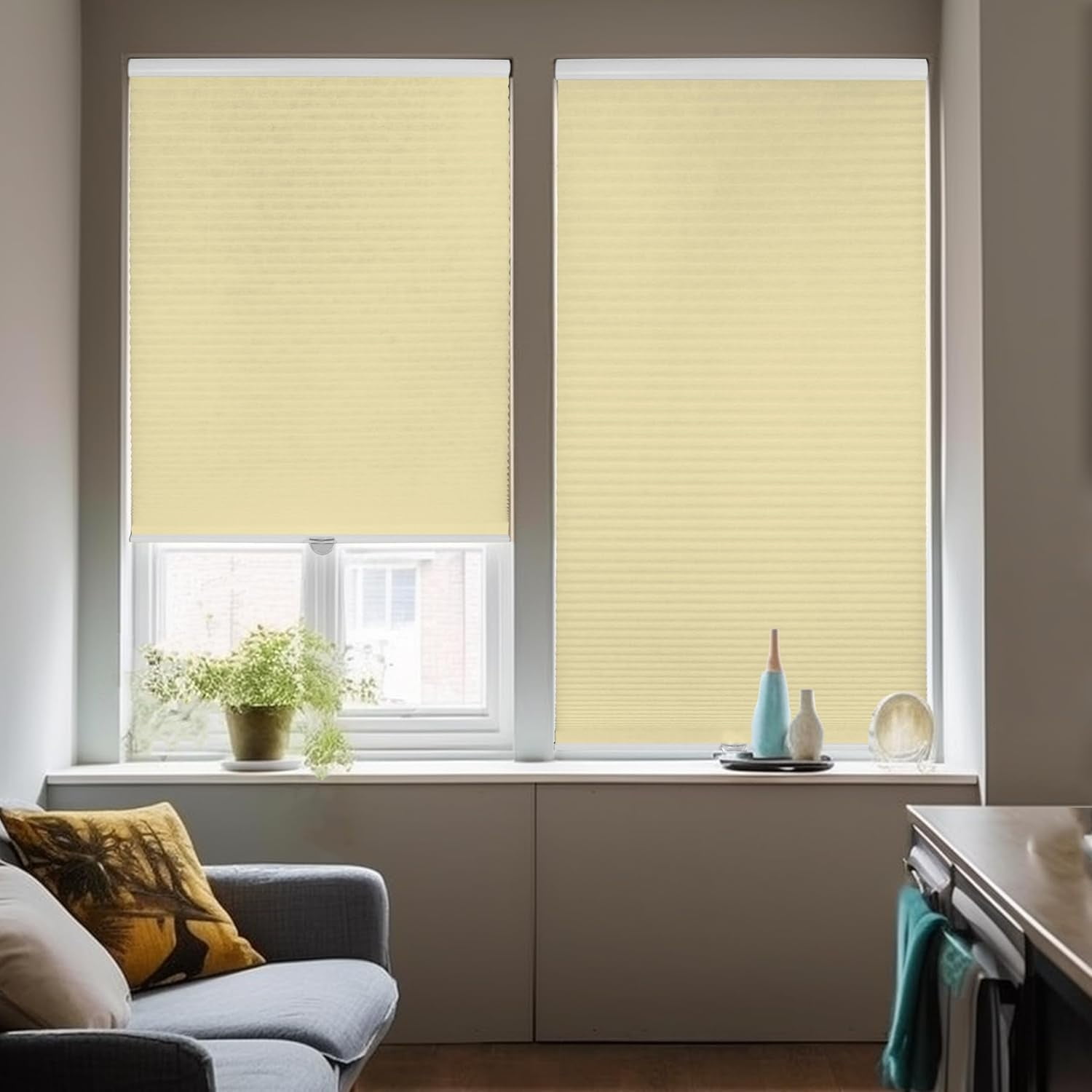 Chicology Cream Cordless Light Filtering Cellular Shades 66.25 in. W x 48 in. L