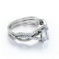 thumbnail image 3 of JeenMata North-South Prong 1.75 Carat Emerald Cut Moissanite Curved Band Crossover Pave Bridal Set In 18K White Gold Plating Over Silver, 3 of 7