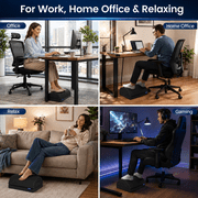 Qutool Memory Foam Foot Rest Under Desk, Adjustable Height Office Footrest with Washable Cover & Non-Slip Bottom, Black