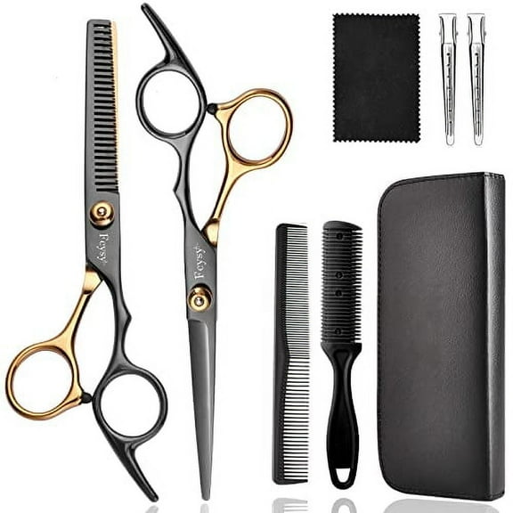 Hair Cutting Scissors Kit, Fcysy Professional Barber Shears Set with Hair Scissors Thinning Shears, Tijeras Para Cortar Cabello Haircutting Sheers Hair Cut Blending Salon Scissor for Men Wom