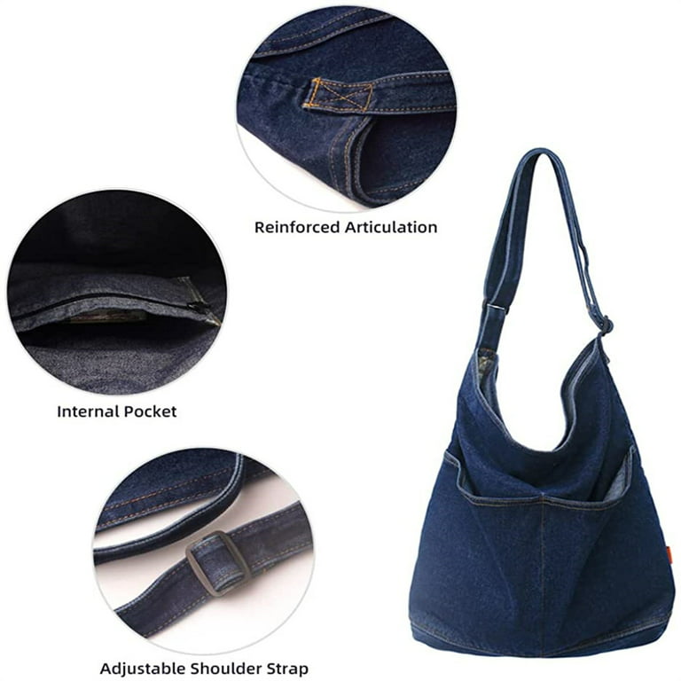 Blue Denim Mens Womens Side Bag Courier Bag Blue Jean Shoulder Bag Mes