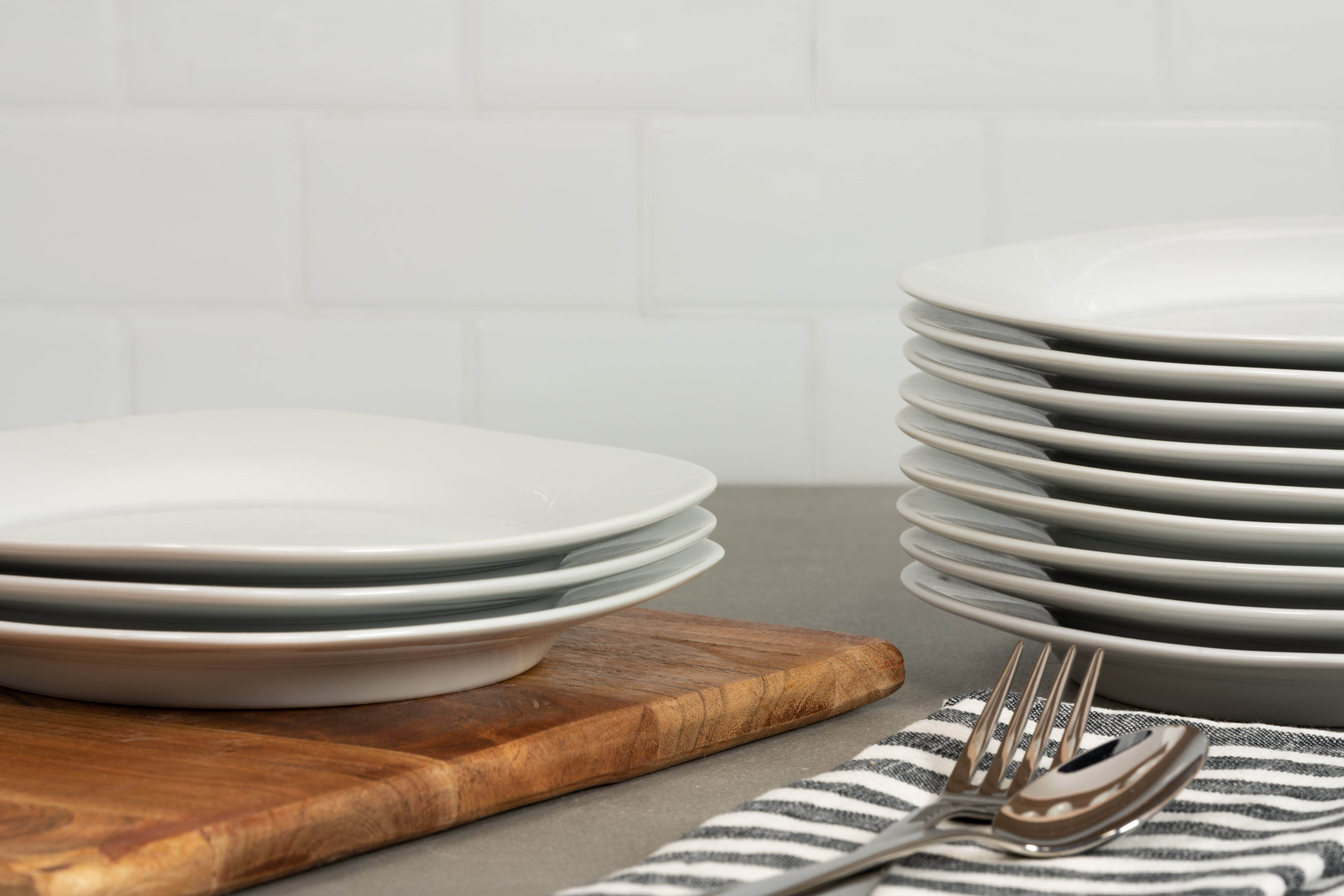 10 Strawberry Street 7.5" Catering Square Ceramic Salad Plate, Set of 12, White
