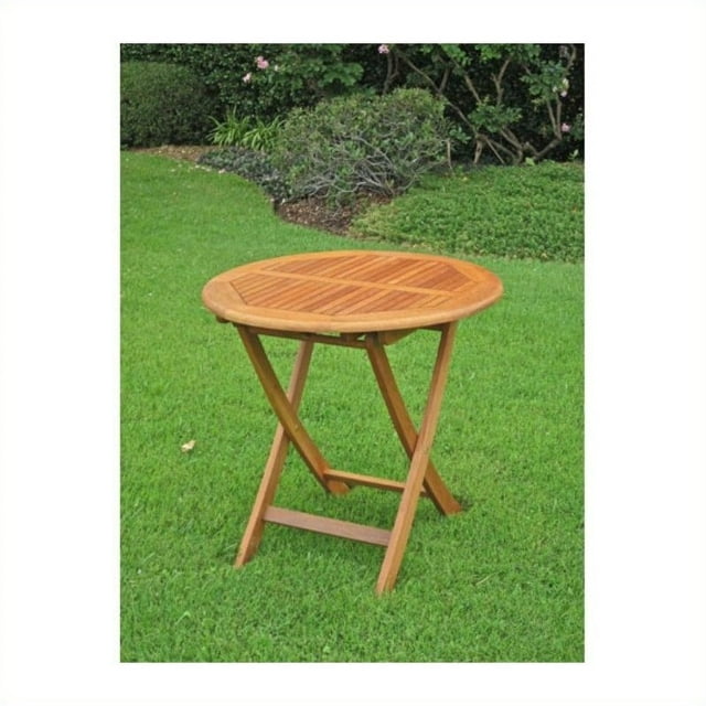 International Caravan Balau 28" Table Ronde Pliante en Bois pour Patio