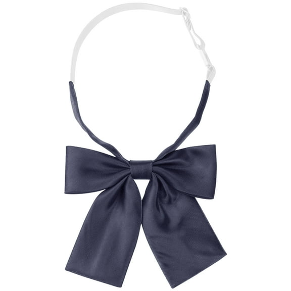 INSPIRE CHIC Womens Metallic Shiny Bow Ties Solid Color Square End Pre-tied Bow Ties for Uniform Navy Blue One Size