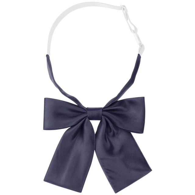 Corbatas de moño metálicas brillantes para mujeres, color sólido, con extremo cuadrado, preatadas, para uniforme, azul marino, talla única