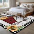 thumbnail image 5 of Area Rug 60×96in, Farm Sunflower Cow Floor Carpet Living Room Rug, Retro Wooden Barn Lattice Edge Non-Slip Welcome Mat Indoor Rugs for Bedroom Dining Room, 5 of 9