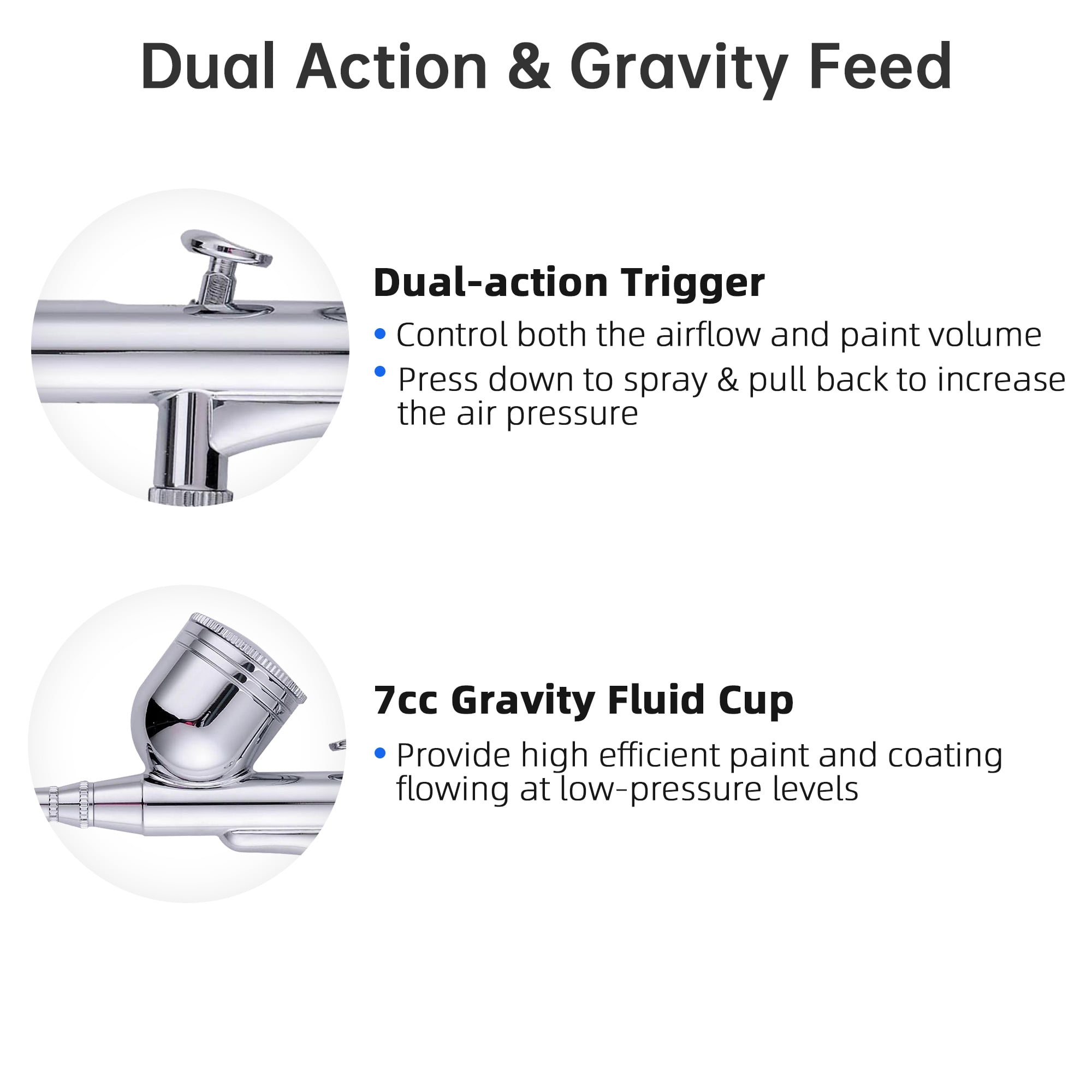 0.3mm Dual Action Airbrush Gun Kit Gravity Feed Spray Gun Tattoo Nail Art Makeup Cake Decorating Hobby
