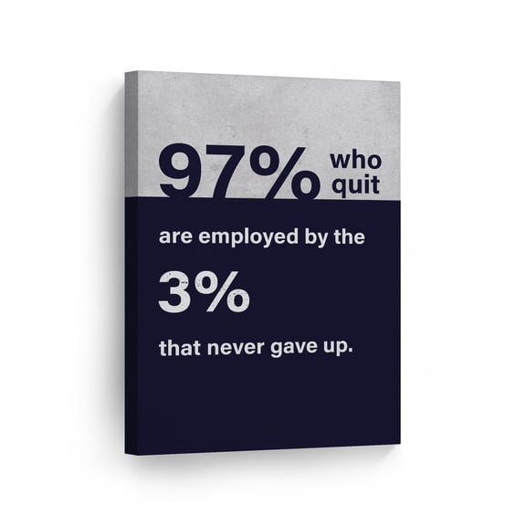 Smile Art Design 97% Who Quit are Employed by the 3% that Never Gave Up Quote Motivational Canvas Wall Art Inspirational Wall Art Entrepreneur Quote Print Modern Office Decor Gift Ready to Hang 17x11