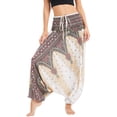 thumbnail image 2 of Previn Women's Yoga Pants Boho Bohemian High Waisted Baggy Stretch Boho Comfy Beach Dance Loose Harem Pants Casual Pants White One Size, 2 of 4