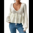 thumbnail image 3 of Suéter Adelgazante de Larga para Mujer, Informal, con Cuello en V, de Punto S, 3 of 10
