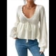 thumbnail image 3 of Suéter Adelgazante de Larga para Mujer, Informal, con Cuello en V, de Punto L, 3 of 10
