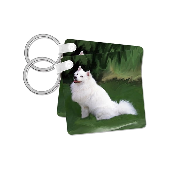 3dRose, American Eskimo, set of 2 Key Chains