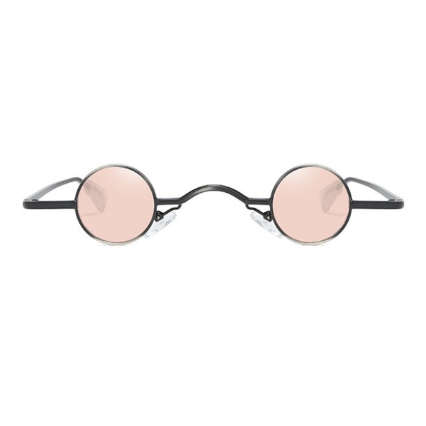Qarigey Gafas de sol redondas Vintage Protección solar Marco de metal Portátil Moda Citas Compras Gafas de viaje Gafas decorativas Lentes Rosado 1 Qarigey AP012744-04
