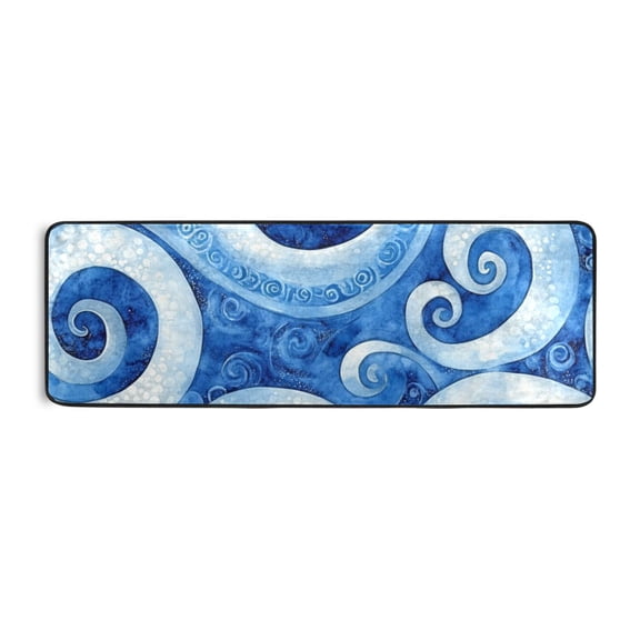 Blue Spiral Art Runner Rug for Hallways Kitchen Non Slip 2'x 6' Washable Hall Carpet for Bedroom Entryway Laundry Room