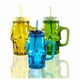 thumbnail image 1 of 3pz Tarros Calavera Vaso Frasco Vidrio Mason Jars Cerveza Color Amarillo, Verde y Azul, 1 of 4