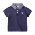thumbnail image 2 of Boys T Shirts Solid Print Lapel Short Sleeve Button Polo Shirt Tops for Everyday Wear Boys' Tops Tees Shirts Navy 3 Years-4 Years, 2 of 7