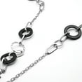 thumbnail image 2 of Elegant Long Black Onyx Circle Link Chain Necklace - 25" Statement Necklace Jewelry Necklace Silver, 2 of 7