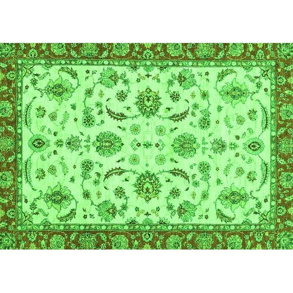 Ahgly Company Indoor Rectangle Oriental Green Traditional Area Rugs, 2' x 5'