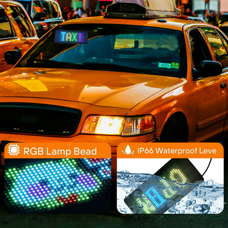 LED Car Sign,26.4''x4.8''Flexible LED Matrix Panel USB 5V Bluetooth  Application Control DIY Programmable Scrolling LED Sign For Car Party  Wedding Festival 