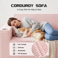 thumbnail image 4 of 76'' Corduroy Oversized Loveseat, 3-Seater Boneless Cloud Sofa with Built-in Cup Holders, No Assembly Compression Couch, Ideal for Apartment, Pink, 4 of 8