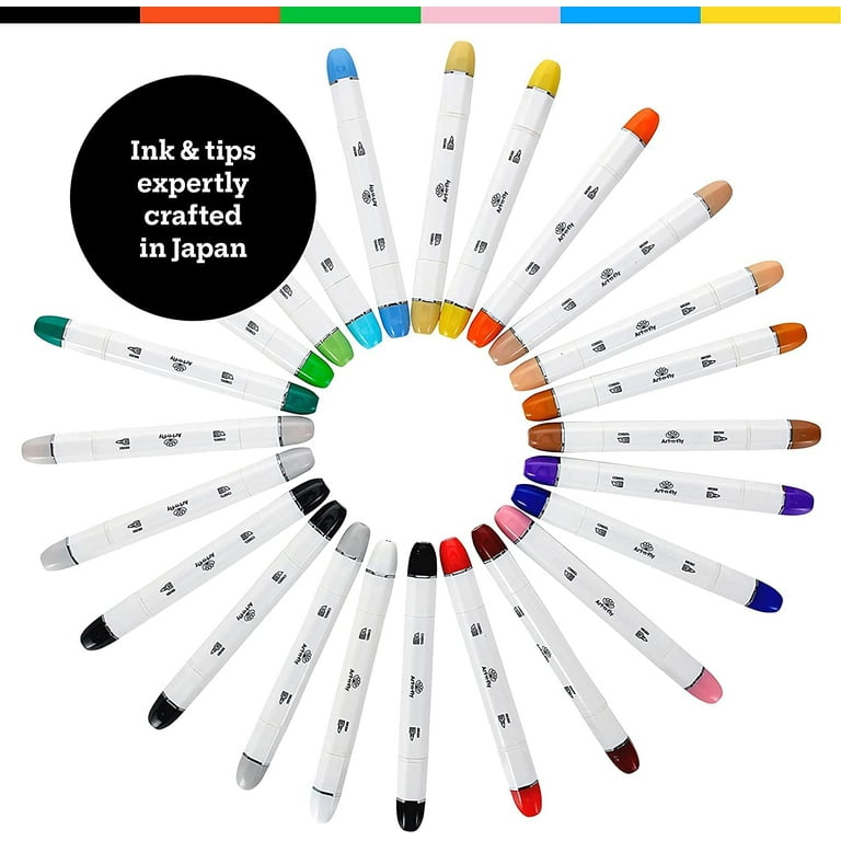 SANJOKI Art Markers 119 Colors and Colorless blender Alcohol Brush Double  Tip