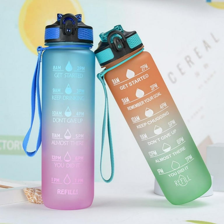 1pc 32oz Non Toxic Sports Water Bottle With Motivational Time