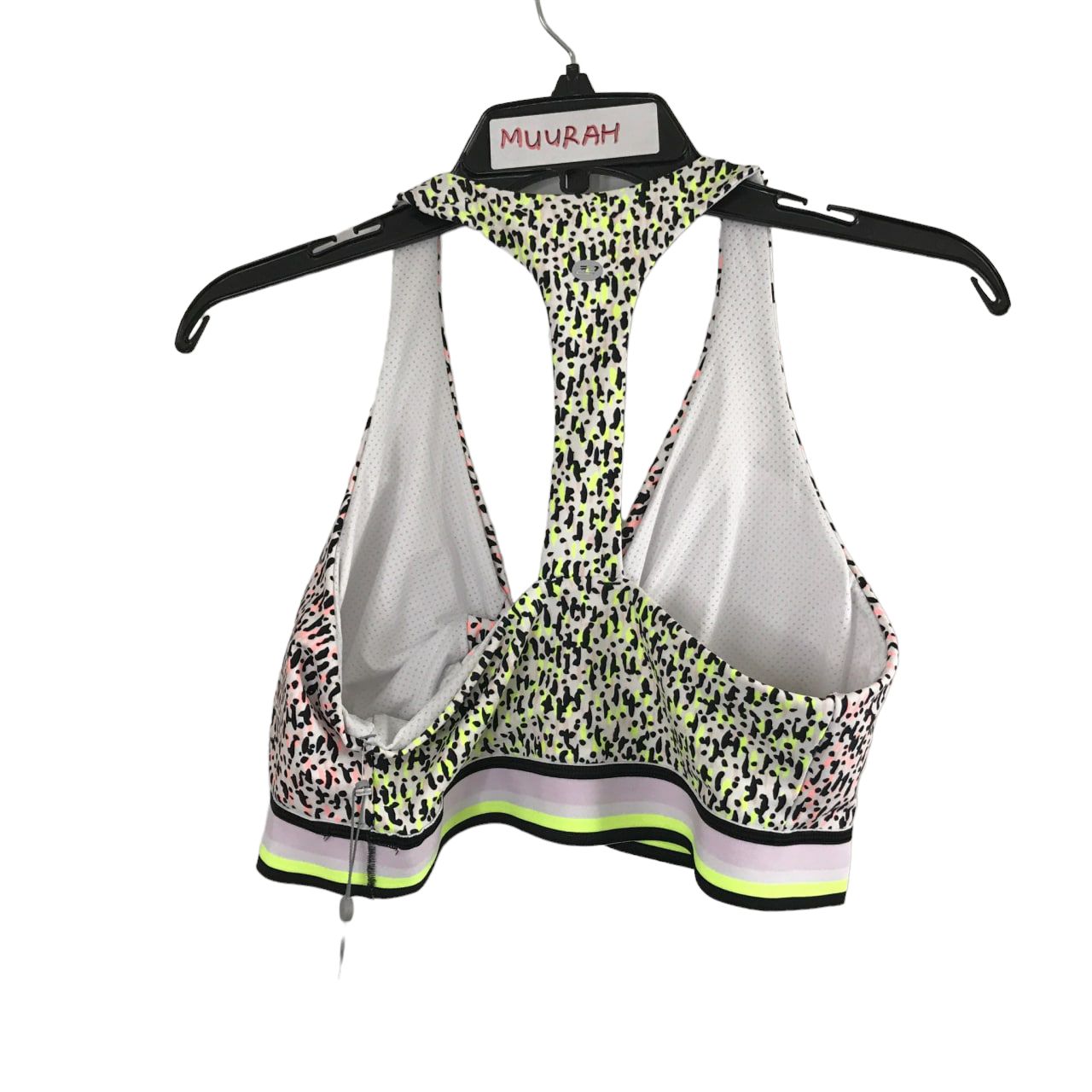 Dkny Womens Printed Racerback Medium Impact Sports Bra black Size M MS