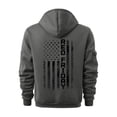 thumbnail image 4 of Men's RED FRIDAY Print Zip Up Hoodie with Arm Pocket, Casual Cardigan Style Sweatshirt, Large Size Fleece Jacket for Veterans Day, Christmas, Military Support,Dark Gray,XL, 4 of 5