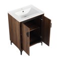 thumbnail image 3 of 24'' Single Sink Vanity in Brown Color | Bathroom Organization with 2 Doors | Engineered Wood Construction | Easy to Install and Clean, 3 of 6