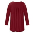 thumbnail image 4 of Kovlvoll Tops for Women Long Sleeve Round Neck Button Pleated Casual Comfy Solid Color Fall Base Shirts, 4 of 6