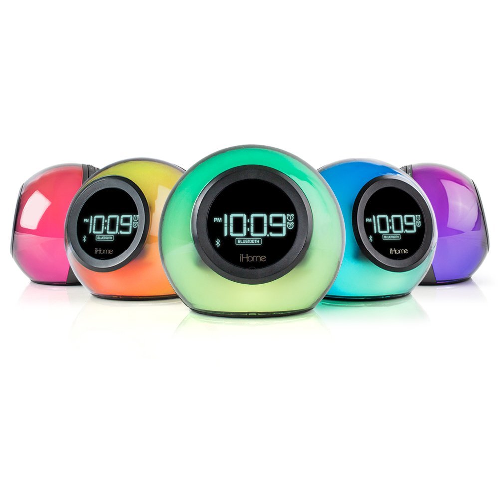 ihome ibt29bc bluetooth color changing dual alarm clock fm radio with usb charging and speakerphone