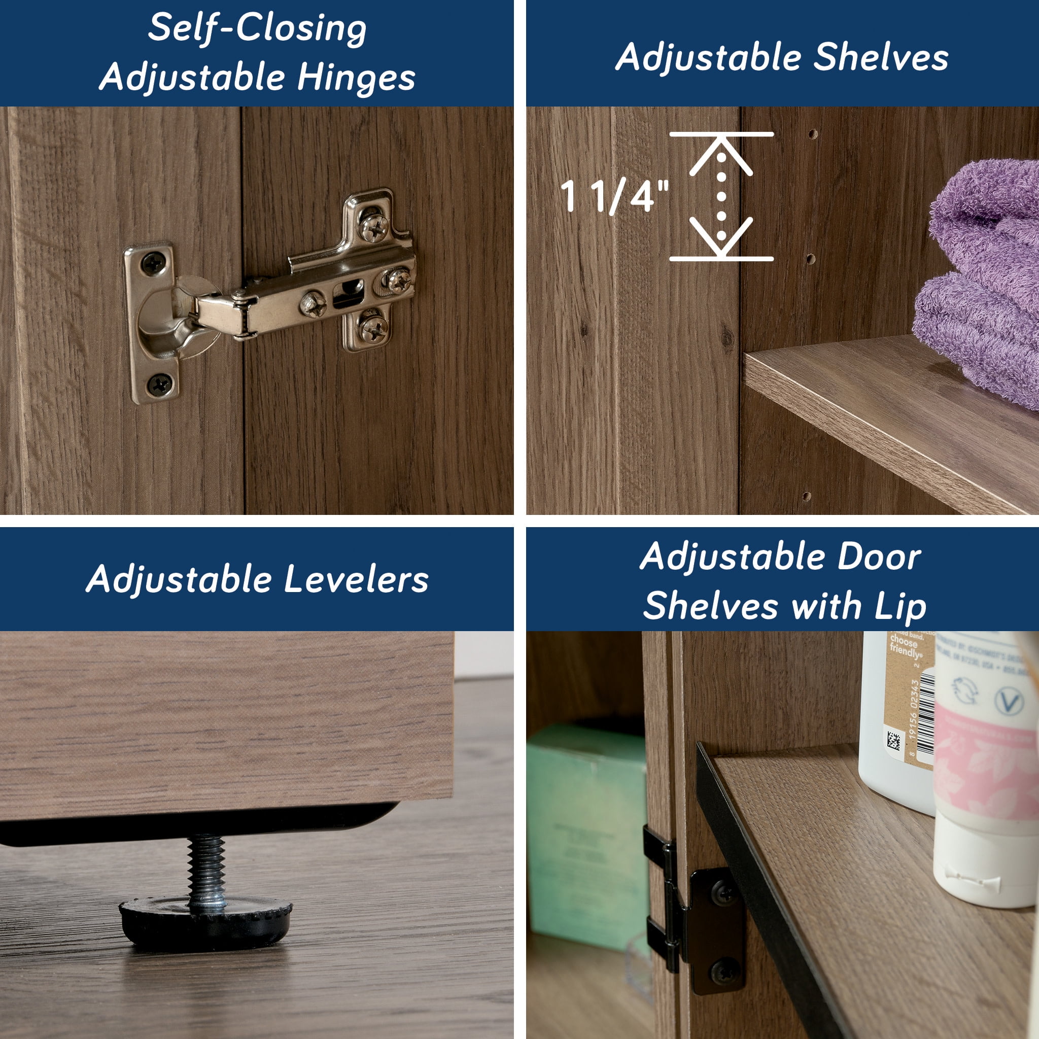 Sauder Homeplus 3-Shelf Storage Cabinet, Salt Oak Finish