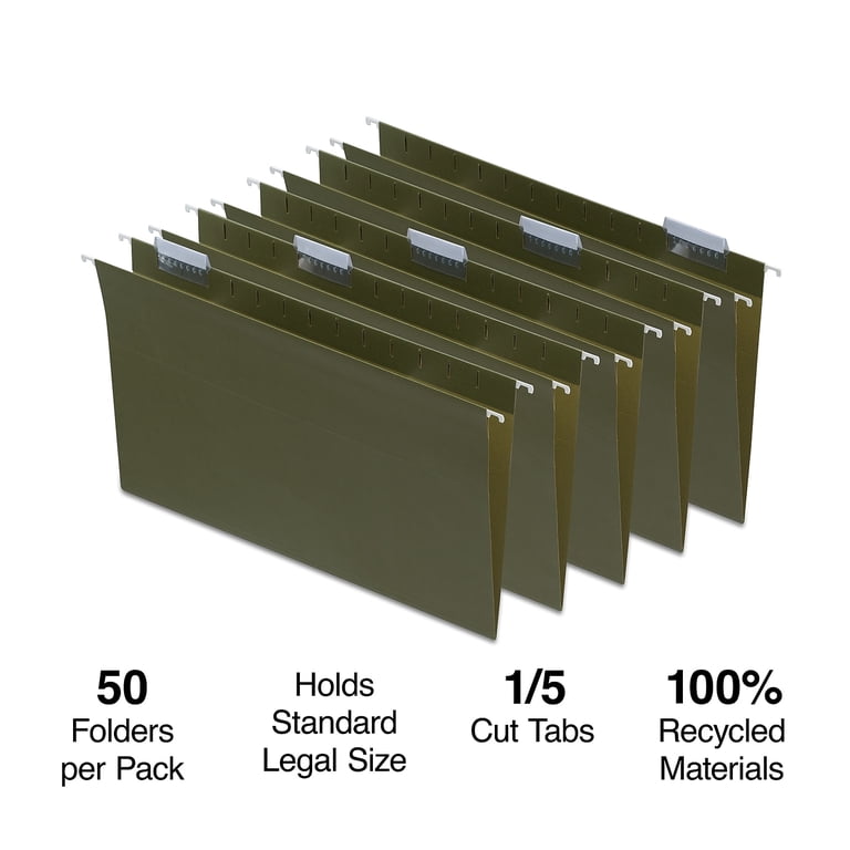 Staples Hanging File Folders, Legal Size, Green, 50-Pack photo 2